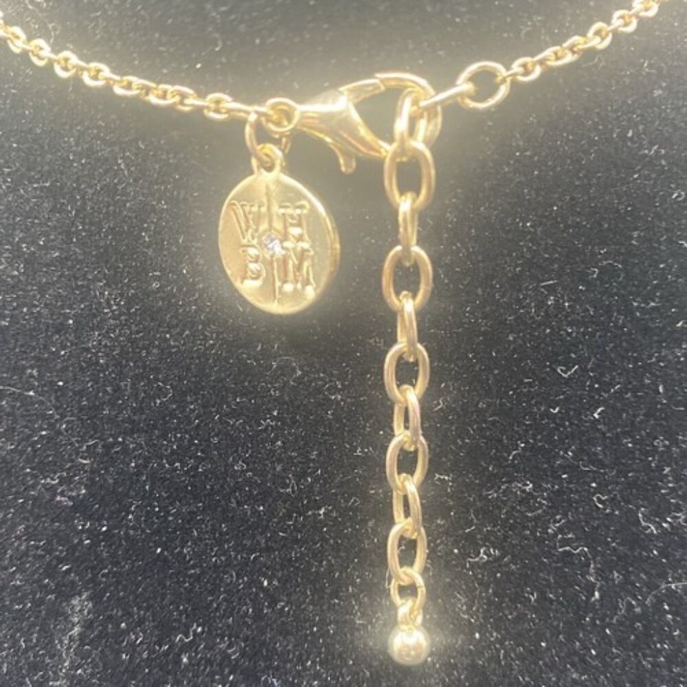 WHBM Necklace Goldtone Geometric Links Circles and Rectangles Rhinestone Accents - Picture 4 of 6